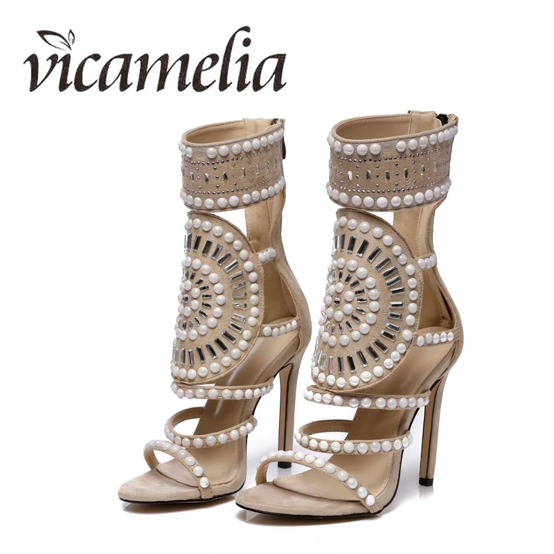 Vicamelia/женские босоножки на высоком каблуке Уникальные Модные ботильоны в римском