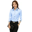 Женская Офисная рубашка с длинным рукавом и отложным воротником, размеры до 5XL