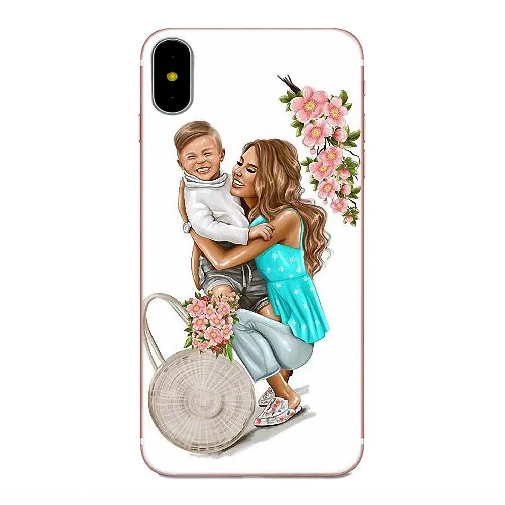 Модный уникальный прозрачный чехол для мамы и дочки из ТПУ Huawei P8 P9 P10 P20 P30 Mate 7 8 9 10 20