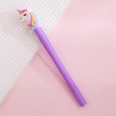 Gel pen 1 шт. Единорог светящаяся гелевая ручка 0,38 мм Kawaii Канцелярские гелевые ручки новинка милые ручки черная письменная Ручка Kawaii школьные принадлежности - Цвет: Gel pen