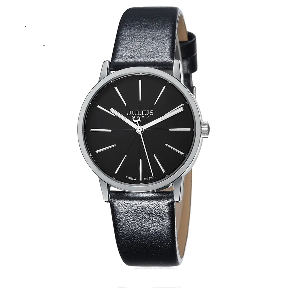 Черный Hot Women's classic style leather wristwatch ladies dress analog watches fashion casual quartz watch Top brand Julius 387 colck - Цвет: Черный