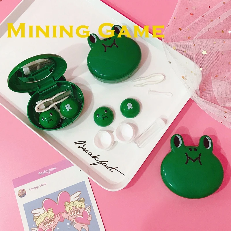Cartoon Frog Prince Them Contact Lens Case Beauty Eye box Toy Lovely DIY Birthday Party Decoration Supplies Kid Gril Friend Gift | Дом и сад