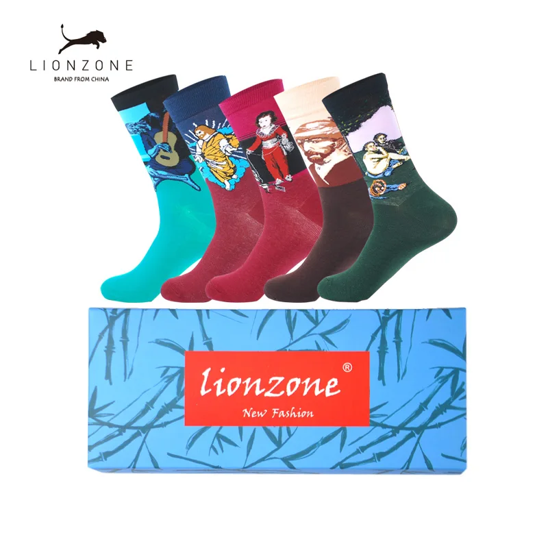 LIONZONE 5 пар/лот мужские повседневные носки из чесаного хлопка Наполеон Иисус