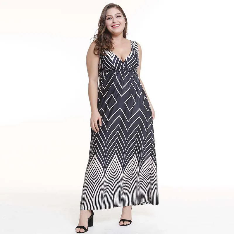 2018 Летнее Длинное Платье женское модное Полосатое сексуальное без рукавов с