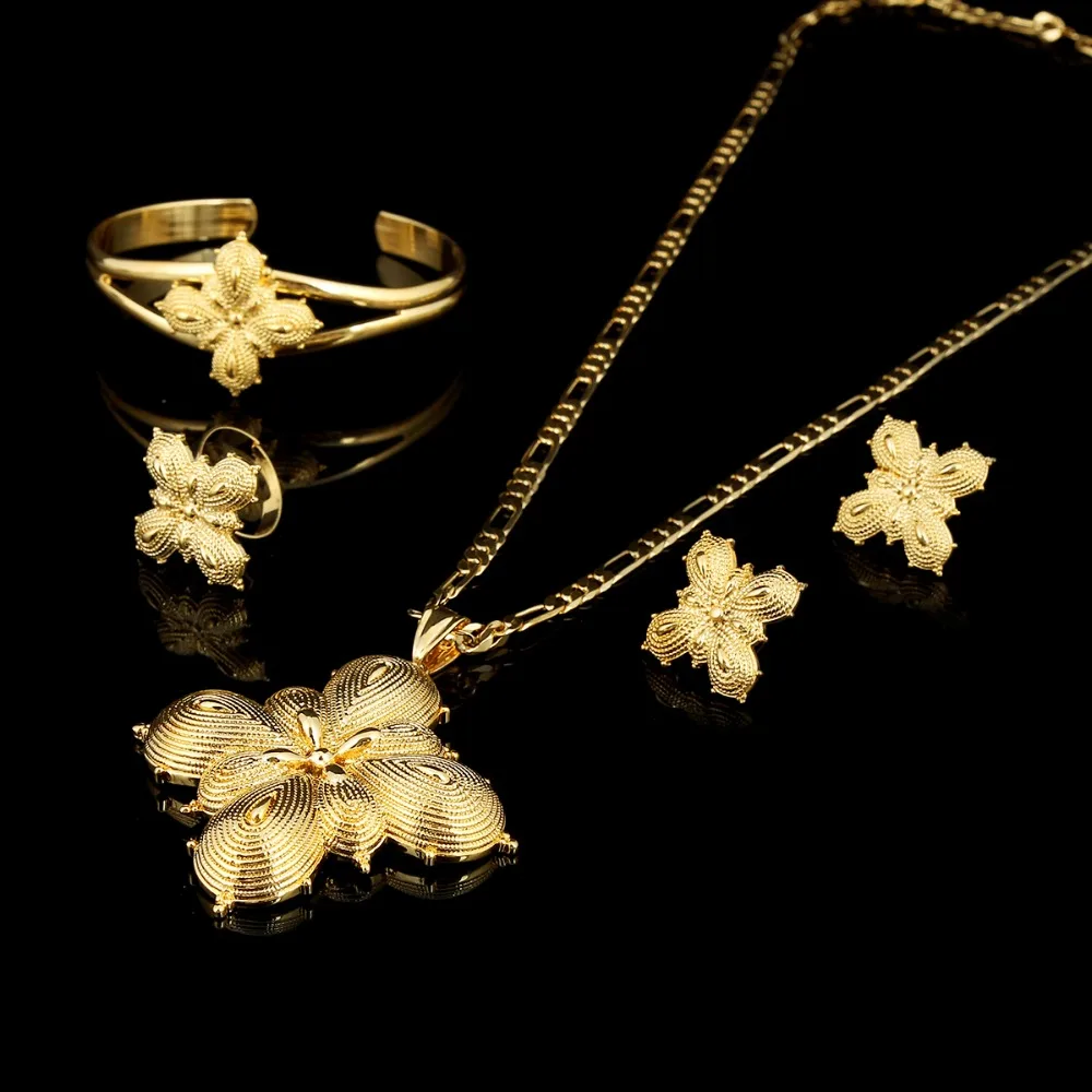Набор ювелирных украшений для невесты эфиопская этика золотого цвета|bridal jewelry