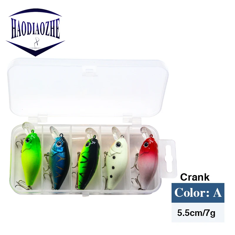 5pcs/set Crankbait Fishing Lure Set 5.5cm 7g Artificial Wobblers Hard Bait Gift Box Professional Bass Pike Minnow Fishing Tackle