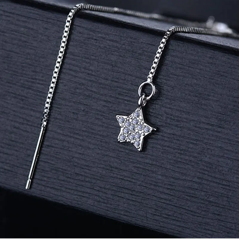 Женские асимметричные серьги-цепочки ANENJERY 925 пробы из стерлингового серебра с