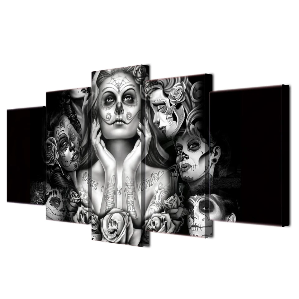 

HD Printed Day of the Dead Face Painting on canvas room decoration print poster picture canvas Free shipping/ny-437