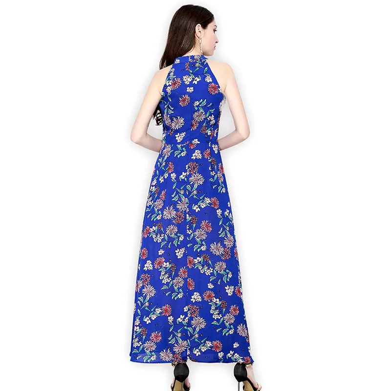 2018 женское летнее шифоновое платье без рукавов Boho 4XL с открытыми плечами длинное