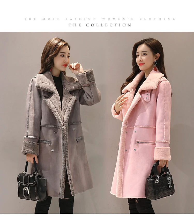 Повседневное приталенное длинное пальто для женщин с отложным воротником, шерстяное пальто и куртка, двубортное пальто с карманами, женская одежда