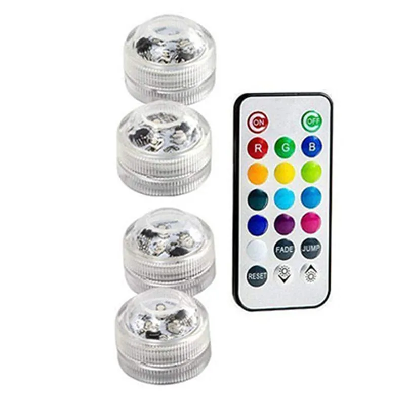4 lamp 1 controller Многофункциональный светодиодный погружной светильник на батарейках для аквариума, пруда, бассейна, свадебной вечеринки, IP68, водонепроницаемый - Испускаемый цвет: 4 lamp 1 controller