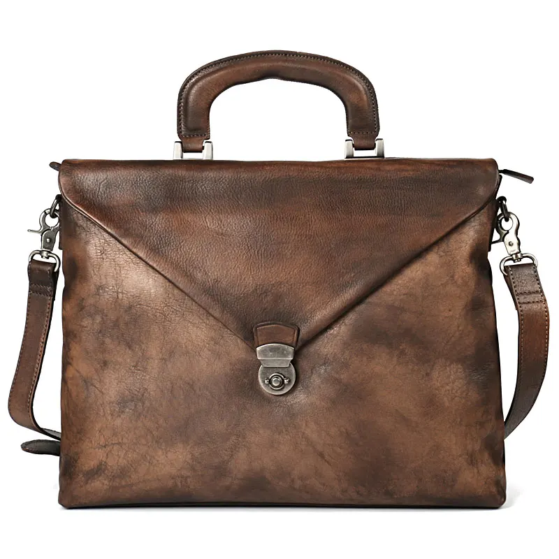 Мужская деловая сумка из натуральной кожи с мягкой ручкой