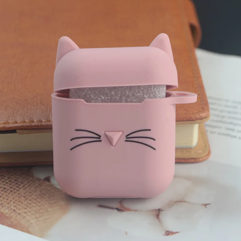 Cat Huxu Pink Милый мультяшный чехол для AirPods, противоударный защитный силиконовый чехол для наушников Apple, аксессуары для зарядного устройства - Цвет: Cat Huxu Pink