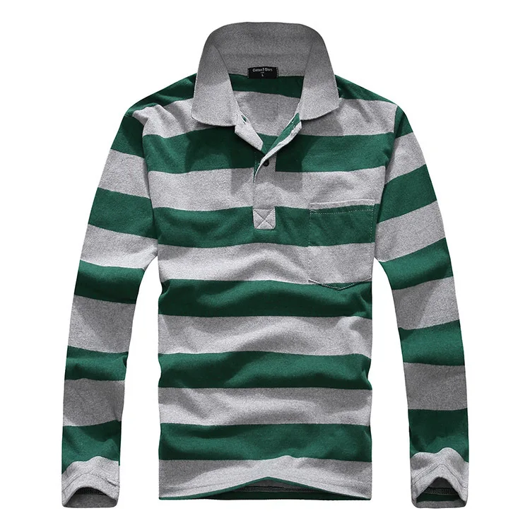 2015 New Arrival fashion Anti-pilling Cotton Full Casual Striped Loose Contrast Color Autumn And Winter Polo Men Shirts | Мужская одежда