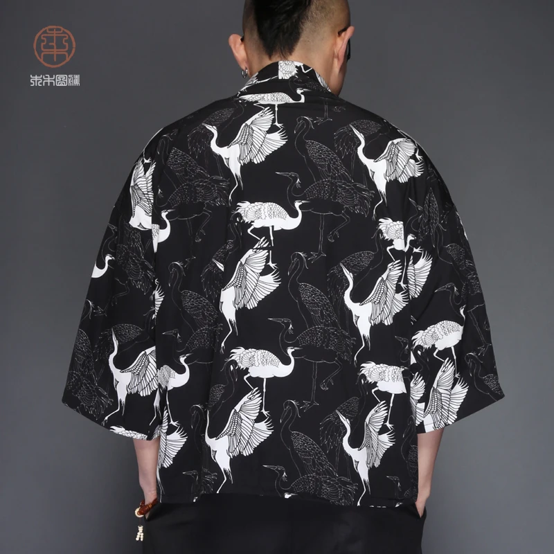 Новый костюм в китайском ретро стиле с принтом журавлей тонкая одежда для защиты