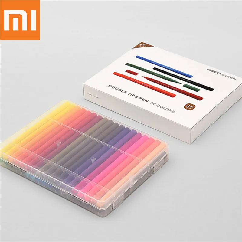 Xiaomi 36 шт цветной двойной головкой водного цвета набор ручек для рисования Детские принадлежности для рисования акварельные комплекты ручек Подарки