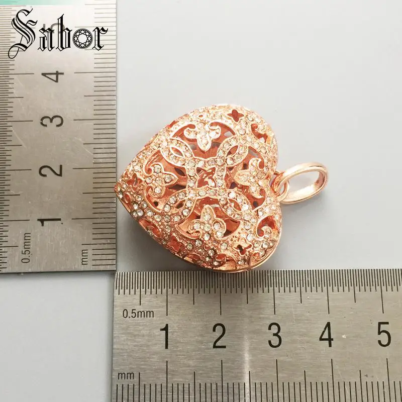 Кулон в виде сердца из розового золота с цирконием размер 3 см для женщин