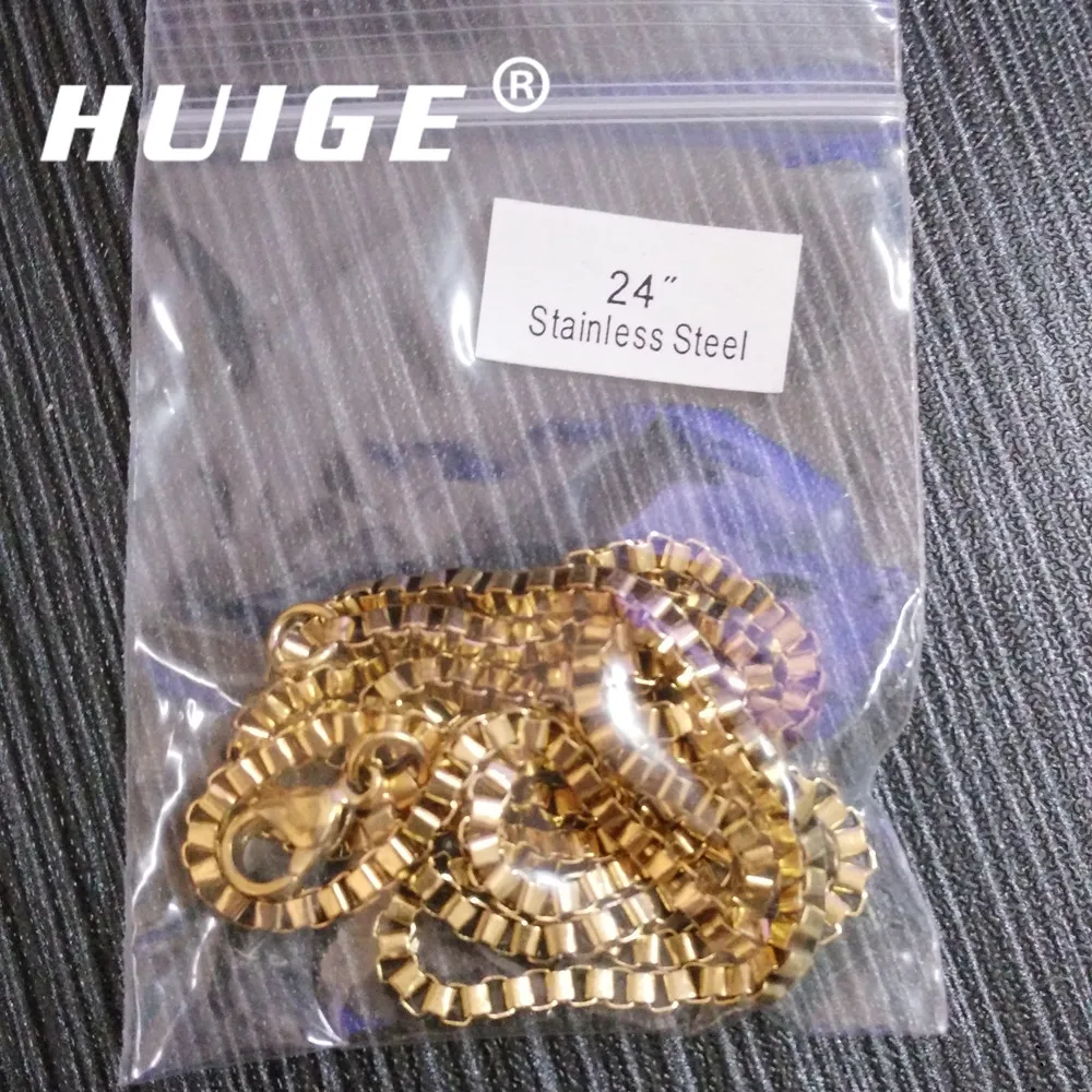 Хип хоп золотая цепочка из нержавеющей стали в коробке для мужчин шикарное