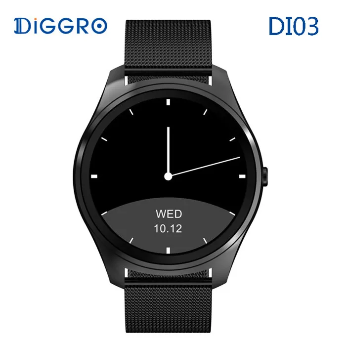 black steel Diggro DI03 Смарт-часы Bluetooth 4,0 MTK2502C IP67 Водонепроницаемый сердечного ритма напоминатель отправить смс Смарт-часы с шагомером для IOS и Android - Цвет: black steel