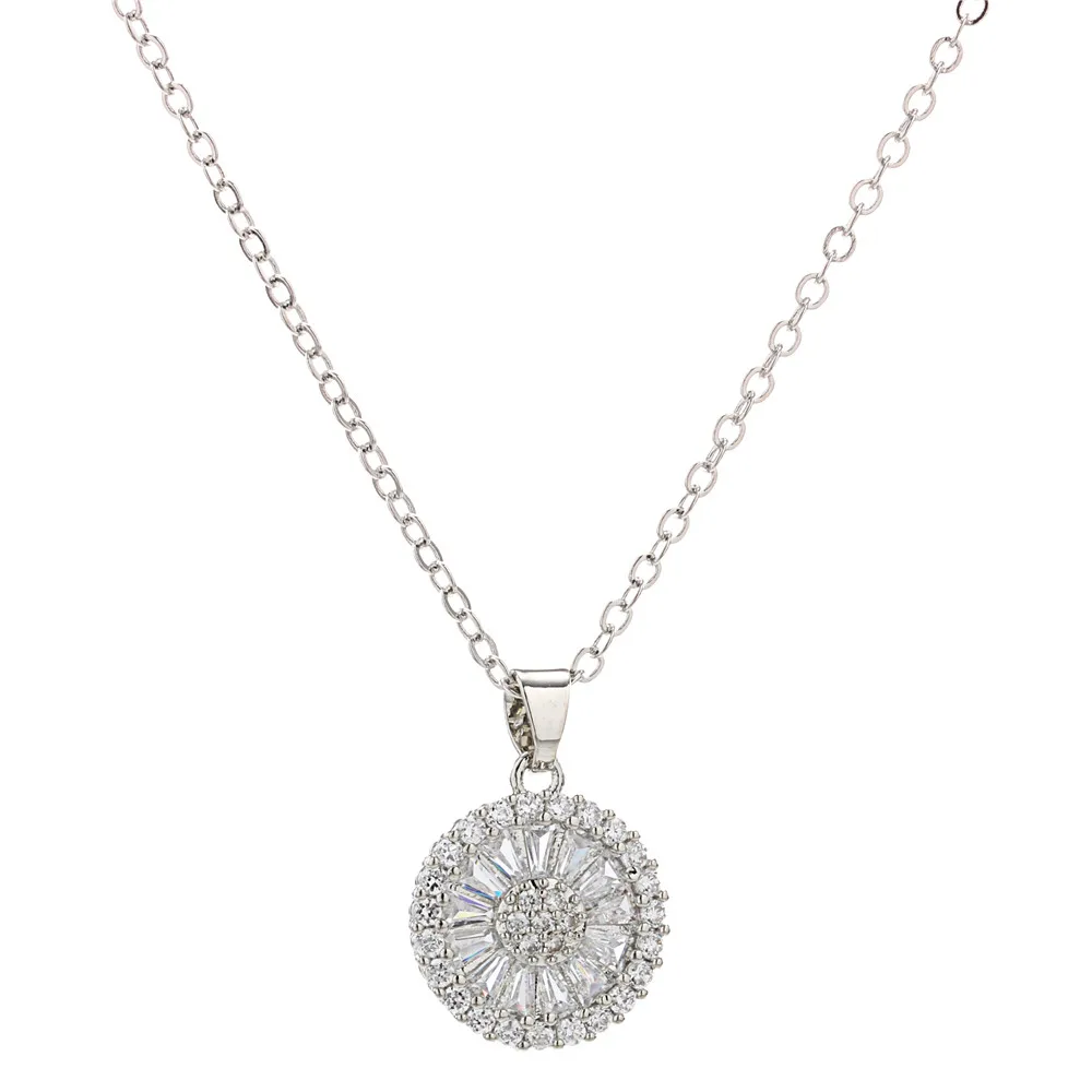 Цепочка женская с круглой подвеской фианитом AAA +|Подвески| |