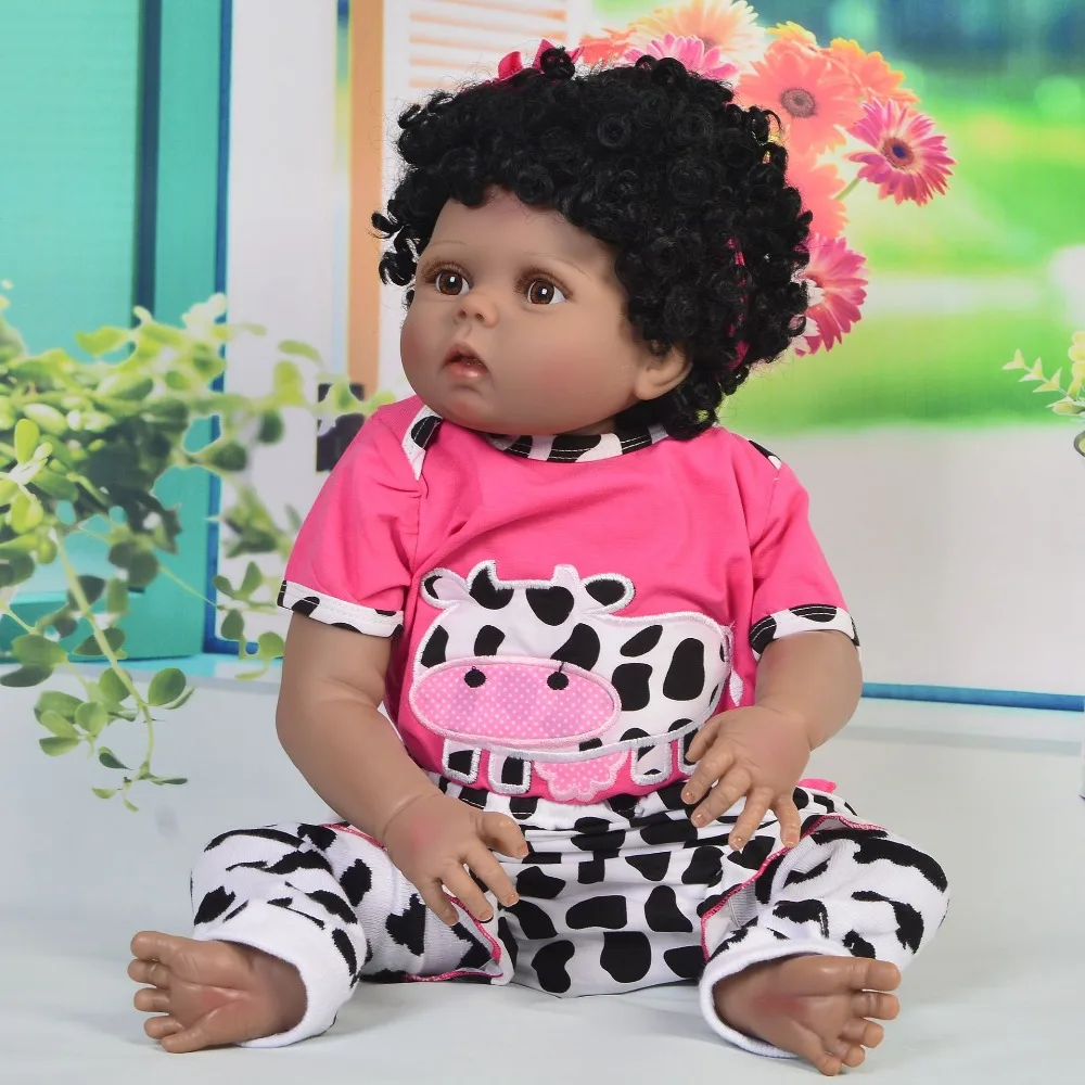 Черная Кукла Reborn babies 57 см полностью силиконовая кукла reborn baby африканская девочка