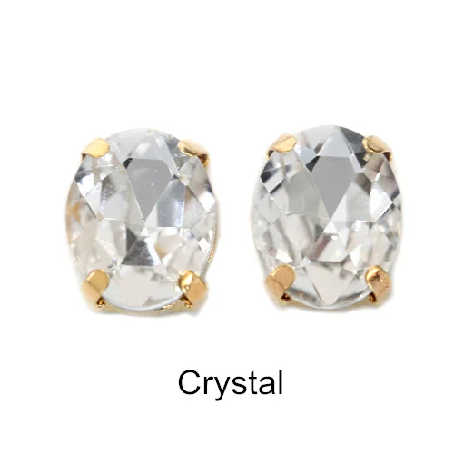 Crystal Продукт овальные красные стеклянные стразы шьют на Стразы с золотым клешом плоские с оборота желтые пришитые камни для одежды аксессуары B1024 - Цвет: Crystal