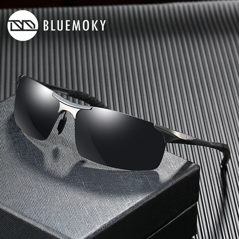 Мужские солнцезащитные очки без оправы BLUEMOKY поляризационные уличные спортивные