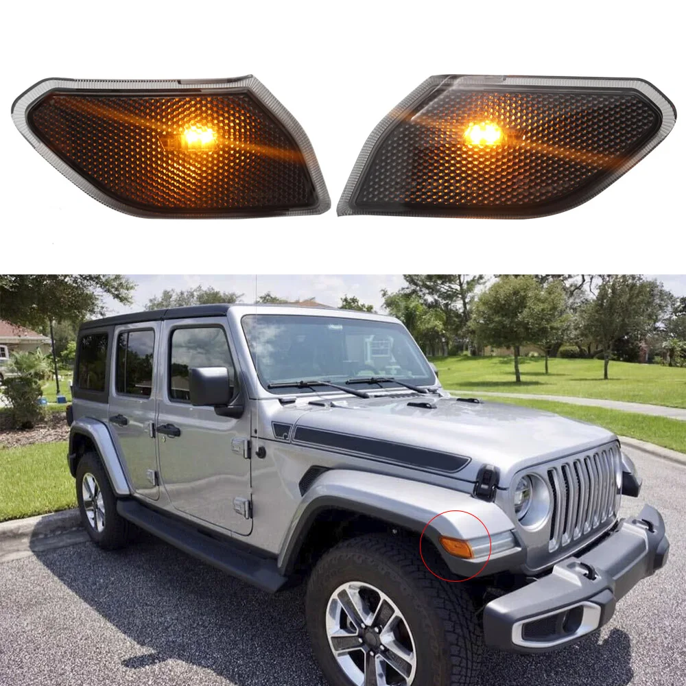 Для Jeep Wrangler JL 2018 + боковые отражения Предупреждение сигнала поворота светильник