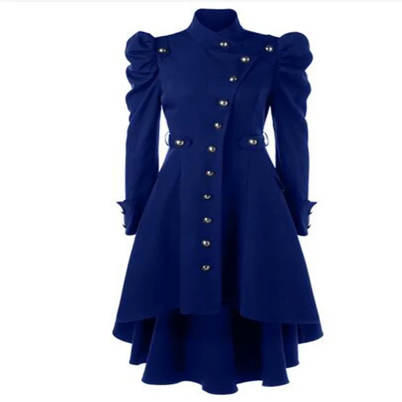 Женское длинное пальто-Тренч черное готическое пальто осеннее пальто-ветровка