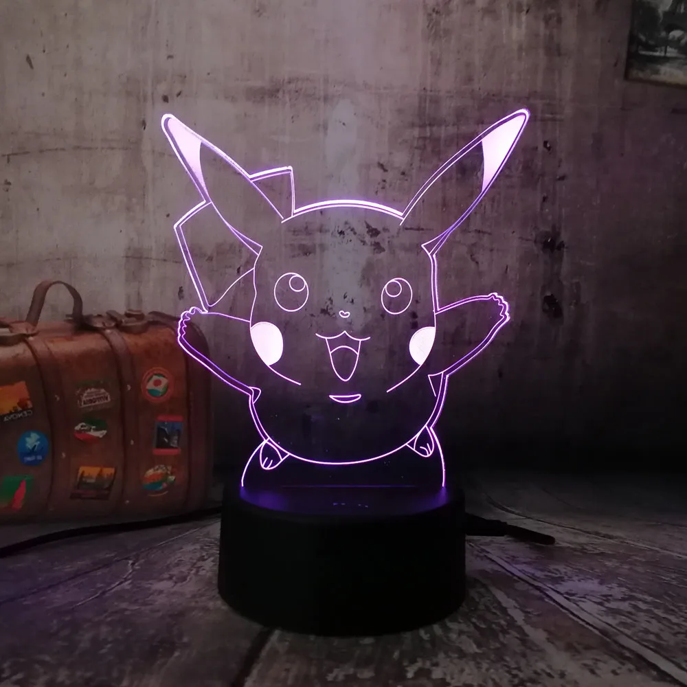 Милые игры Pokemon Go Рождественский Пикачу 3D светодиодный Ночной светильник с 7