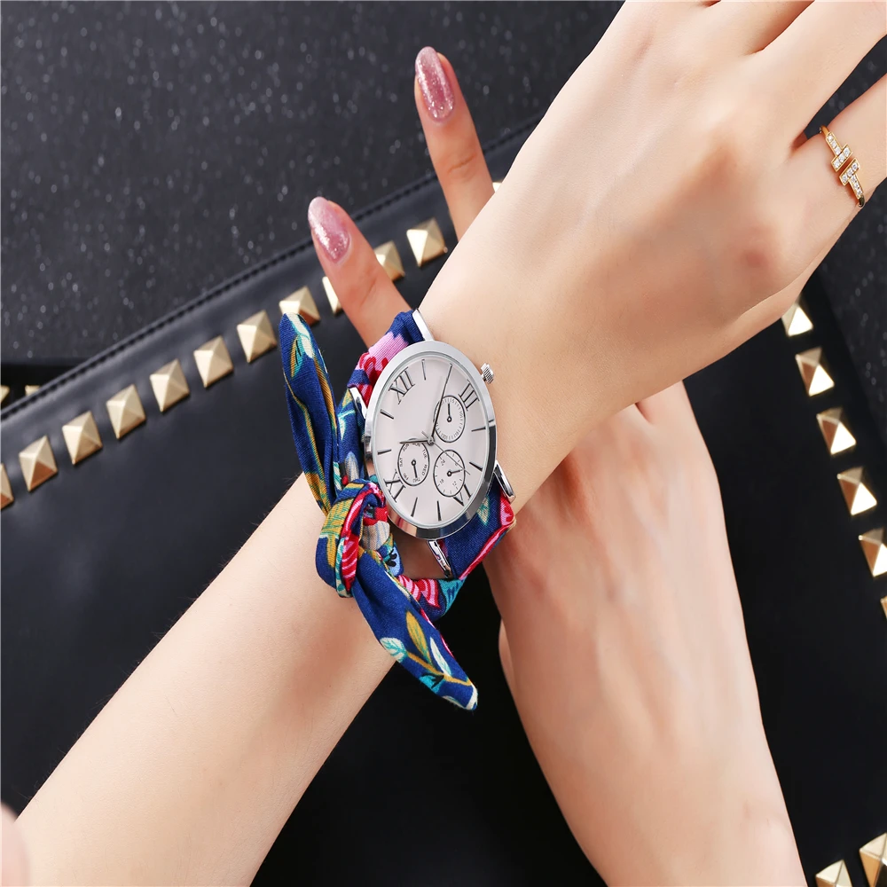 Часы наручные женские с хлопковой лентой серебристые 2019|Женские часы| |