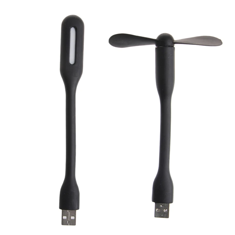 Силиконовый маленький гибкий USB вентилятор + Светодиодная лампа ночник для