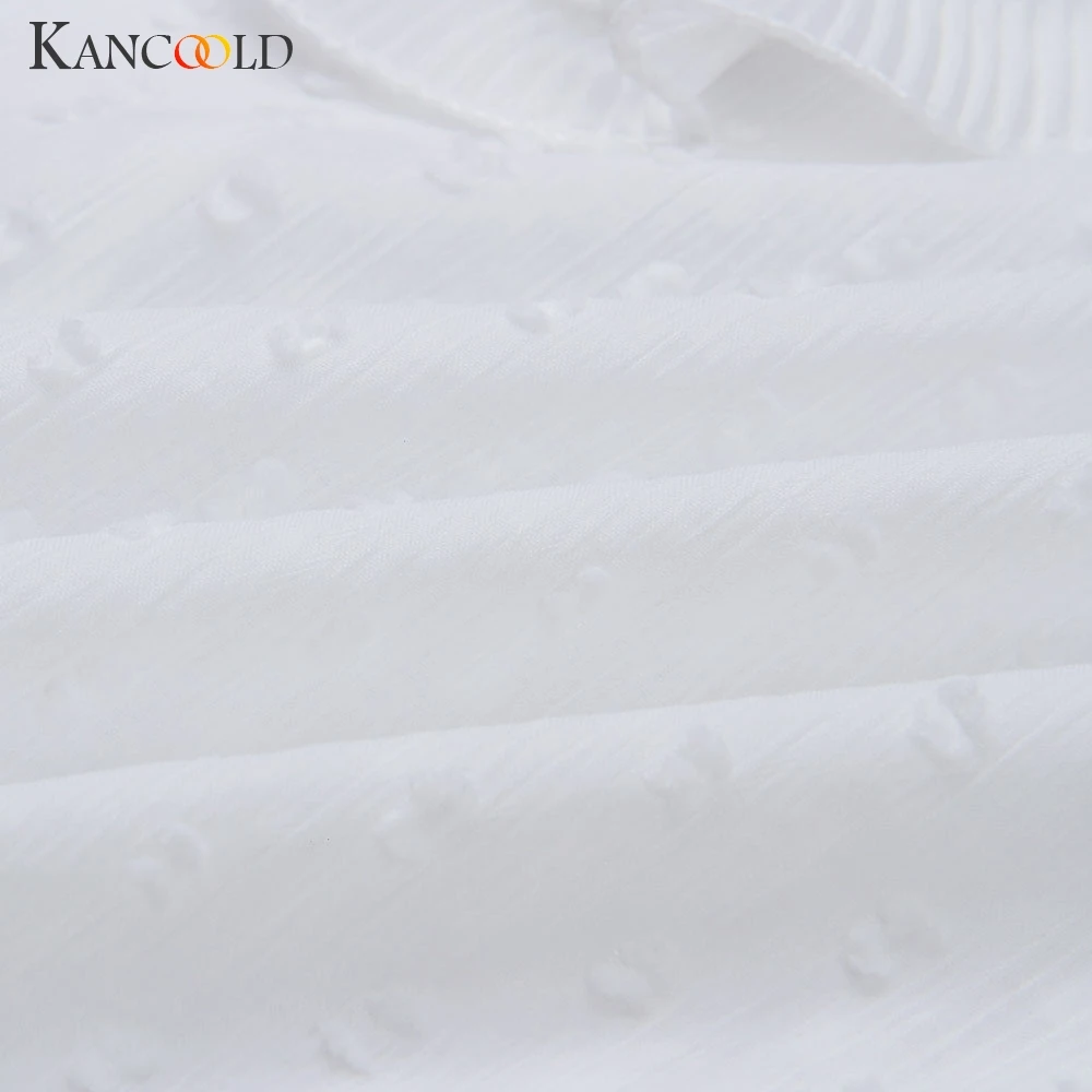 Женская Кружевная футболка в горошек KANCOOLD Однотонная с круглым вырезом и