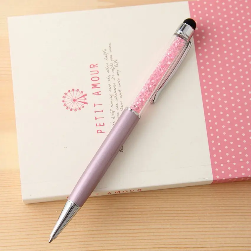 Goede 2in1 Mutlti Functie Metral Touch Pen Kleur Diamond Crystal Balpen Touch Stylus Pen Voor Ipad Iphone Ipod Kindle 500 Stuks