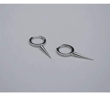 1 pair silver 9mm Серьги из стерлингового серебра S925, циркониевые треугольные серьги с кисточками, серьги из кости, серьги с геометрическим узором для мужчин, женщин, мальчиков и девочек, серебряные серьги jewe - Окраска металла: 1 pair silver 9mm