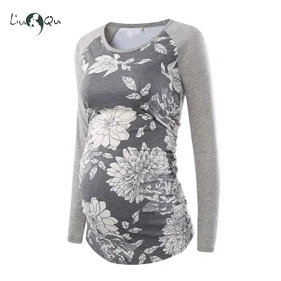 1pcs as pic Комплект из 3 предметов, Одежда для беременных, женские блузы с принтом, топы с длинными рукавами для кормящих, футболки, одежда для беременных, ropa mujer - Цвет: 1pcs as pic