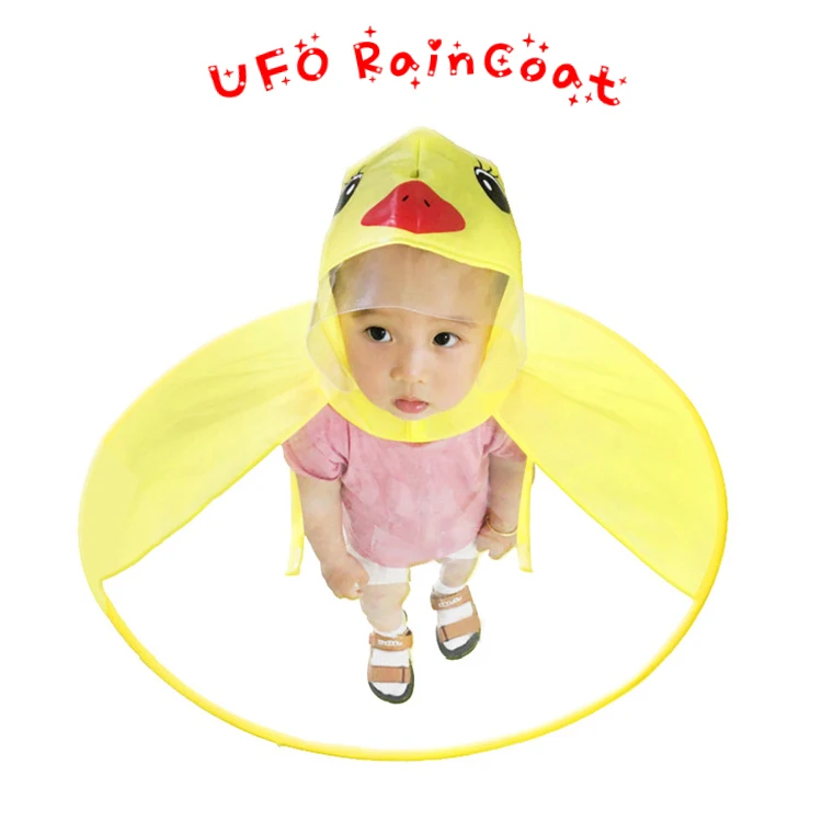 UFO raincoat UFO детский дождевик Милая желтая утка дождевик зонтик крышка Девочка Мальчик дождевик детский пончо плащ - Цвет: UFO raincoat
