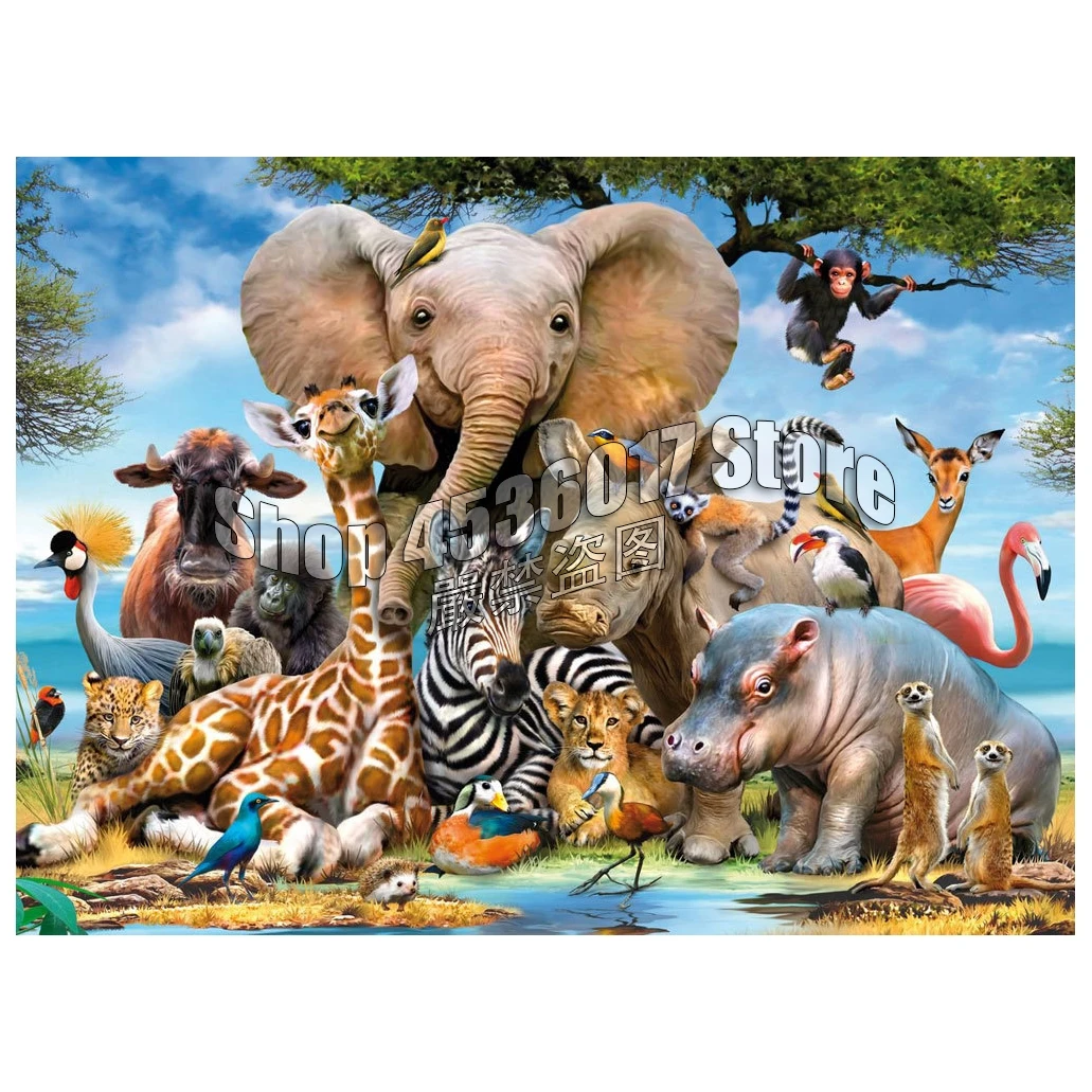 

Full Drill 5D DIY Diamond Painting African Elephant giraffe zebra Embroidery Cross Stitch Mosaic Home Decor Gift Needlework