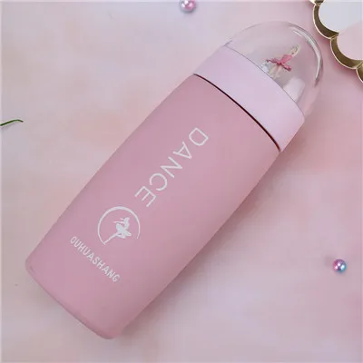 Pink Микро пейзаж вакуумный термос бутылка нержавеющий вакуумный термос Изолированная бутылка дорожная чашка милые балетные костюмы танцор чашка для детей - Цвет: Pink