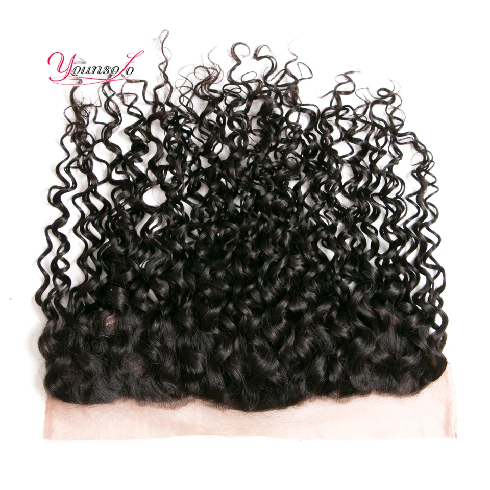 Индийский Вьющиеся Волосы Кружева Фронтальная Закрытие С Пучками Индийские Воды