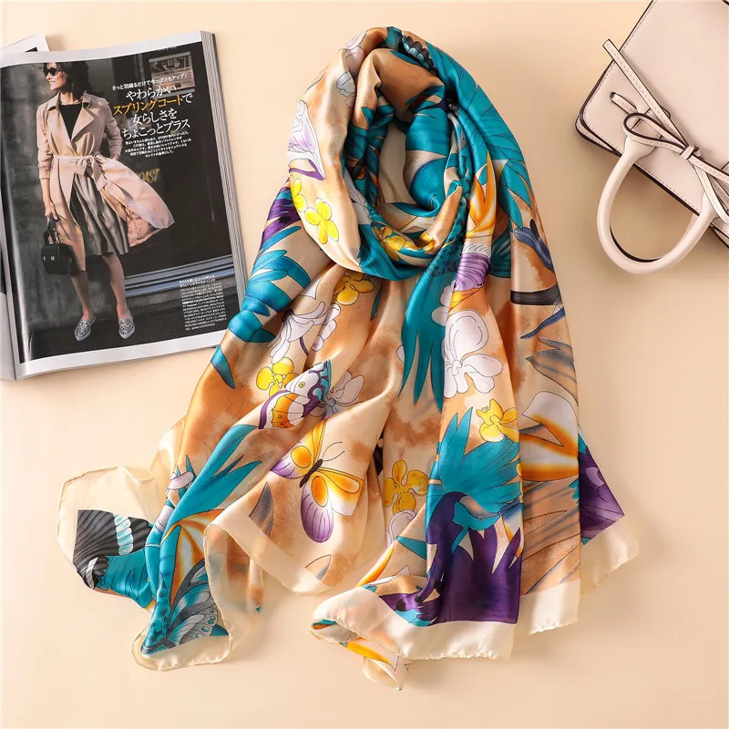 2018 Women Fashion Lovely Animal Bird Eagle Silk Scarf Lady Wraps and Shawls Female Pashmina Stole Foulards Hijab Snood 180*90Cm |