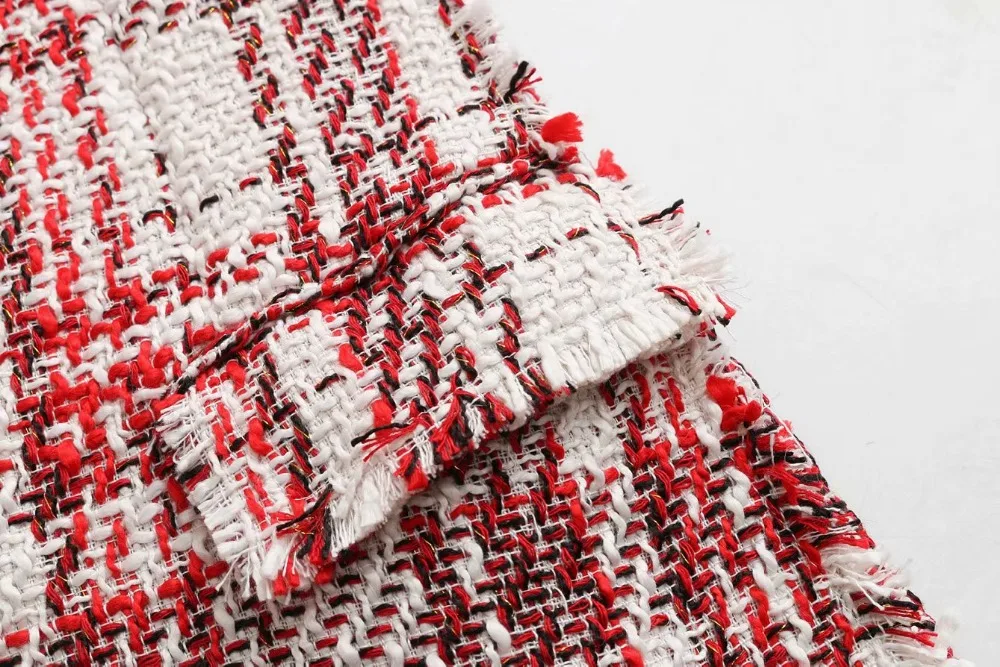 Весна и осень новая мода ювелирные изделия инкрустация Twill твидовый пиджак Европа и Америка Женский Дикий длинный рукав Блейзер AL190316