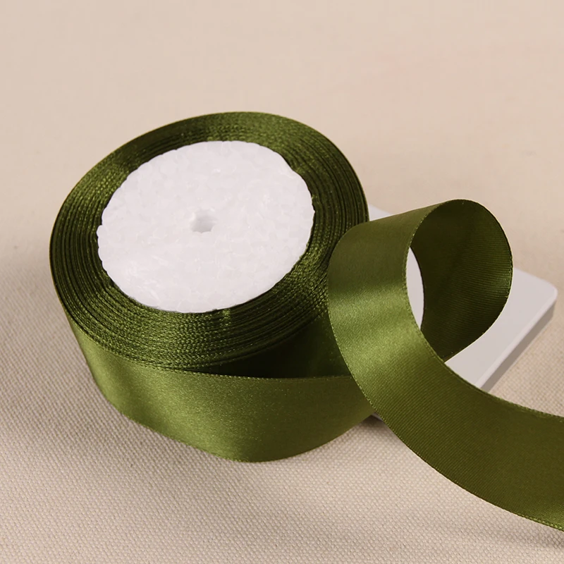 Army Green 4 см шириной 25 ярдов длинная шелковая цветная лента упаковка для свадебного подарка швейная ткань поставки белый черный Тиффани синий - Цвет: Army Green
