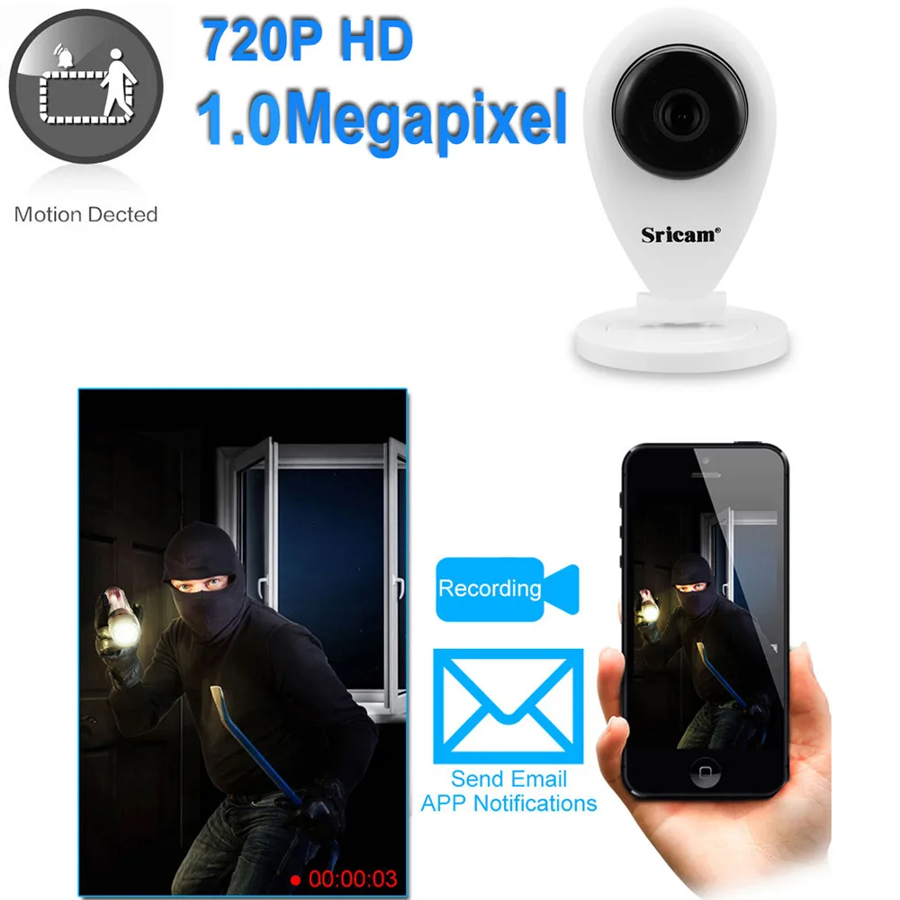 Оригинальный Sricam IP камера HD 720 P Wi Fi P2P мини Видеоняни и радионяни Smart ONVIF