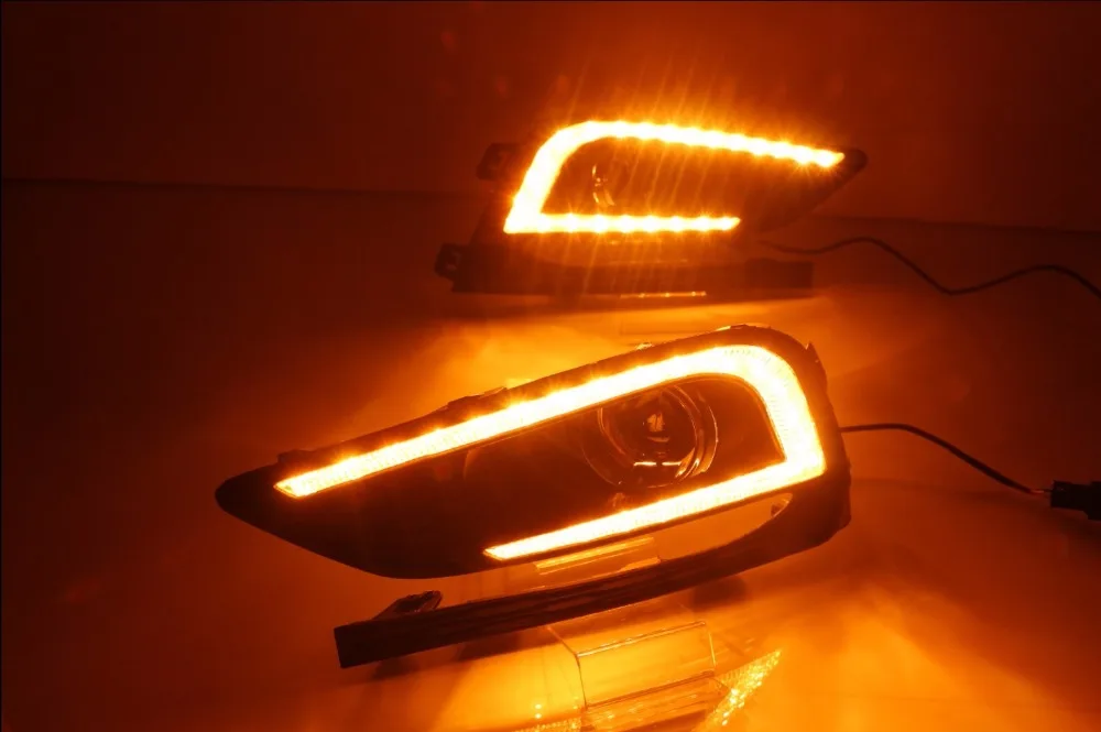 Qirun led drl daytime running light for Chevrolet cruze 2016-2017 with yellow turn signals +dimmer and blue night |