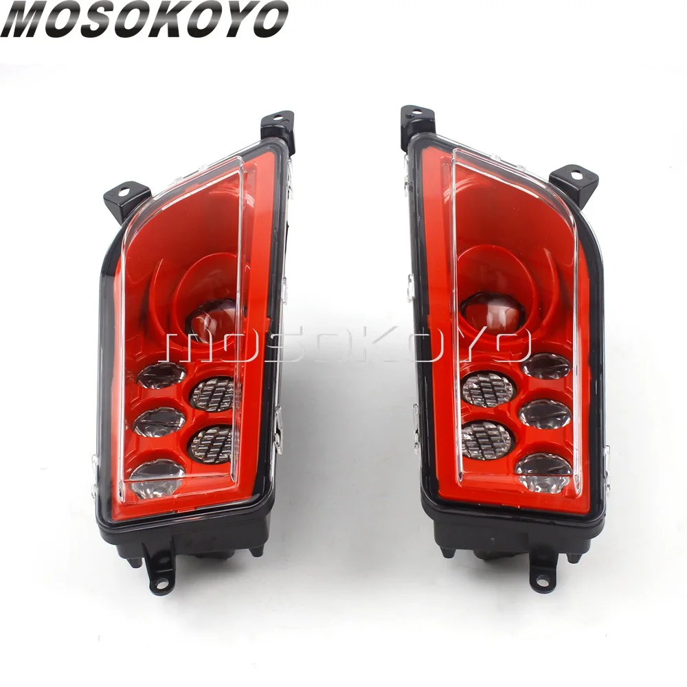 A Pair Red Front Headlamp Led Headlighs For Polaris General 1000 RZR ATV Angel Eyes LED Replacement Headlight Kit Custom |