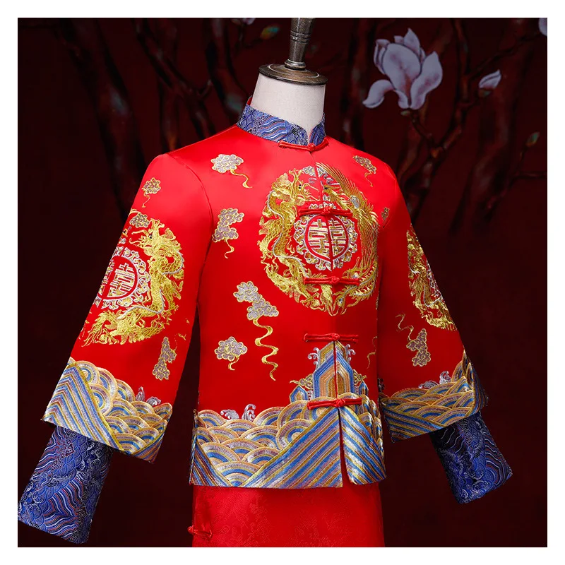 Красный Жених винтажный свободный Cheongsam традиционное китайское свадебное платье
