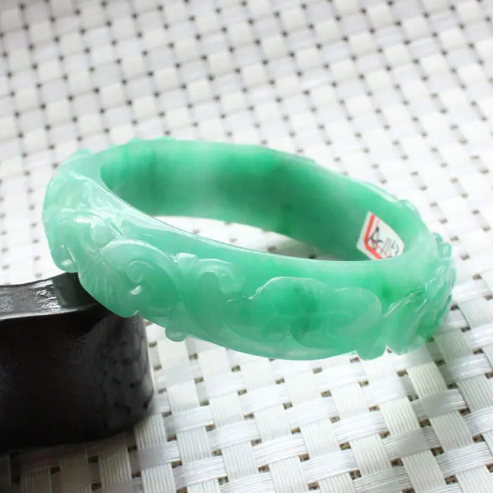 1153 китайский ручной резной изумрудно-зеленый каменный камень браслет из