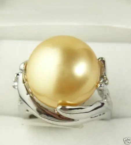 БЕСПЛАТНАЯ ДОСТАВКА &gt&gt&gt@@&gt&gt&gt&gt Подлинная 14 мм Желтый South Sea Shell Перл