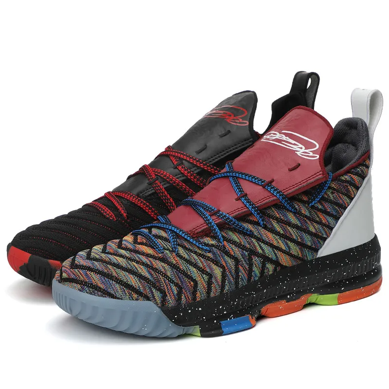 Colorful-BLACK-red Новинка, Мужская Баскетбольная обувь, ретро Обувь, zapatillas hombre deportiva, дышащие кроссовки, Мужская дышащая Спортивная обувь для улицы - Цвет: Colorful-BLACK-red